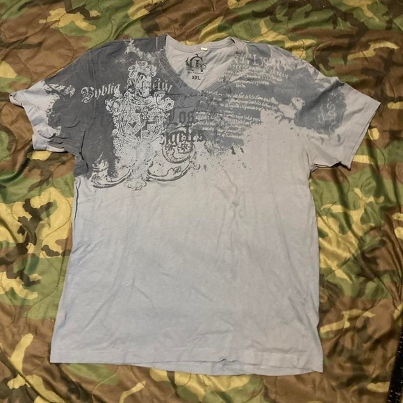 Guess jeans y2k style v-neck tee powder blue cotton grunge size XXL/22.5 - Picture 1 of 8